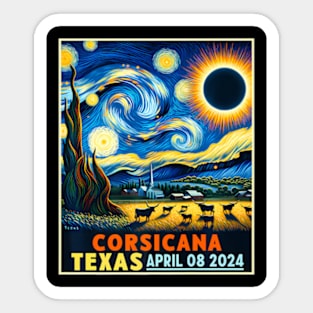 Corsicana Texas Total Solar Eclipse 2024 Starry Night Sticker